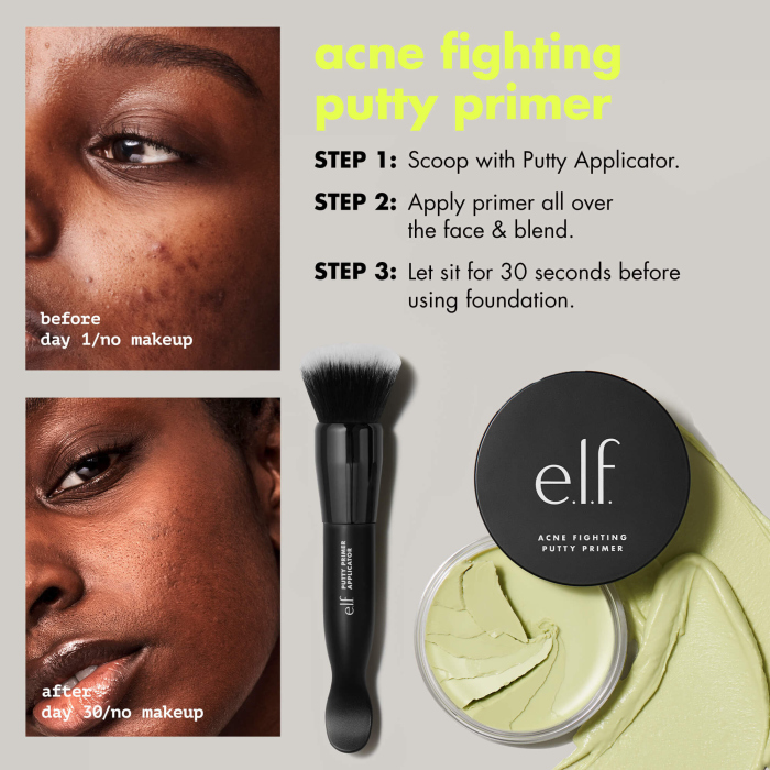 Elf, ACNE FIGHTING PUTTY PRIMER- 1.8% SALICYLIC ACID 21 g
 ايلف، برايمر لمحاربة حب الشباب - 1.8 حمض السالسيليك 21 غرام